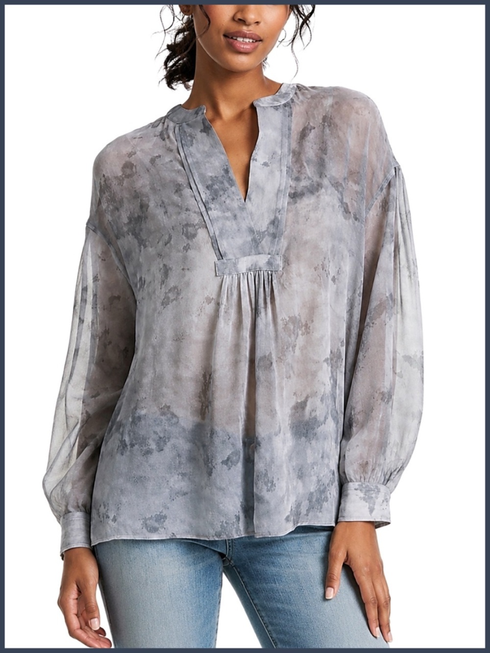 Vince Long Sleeve Silk Sheer Blouse Shirt